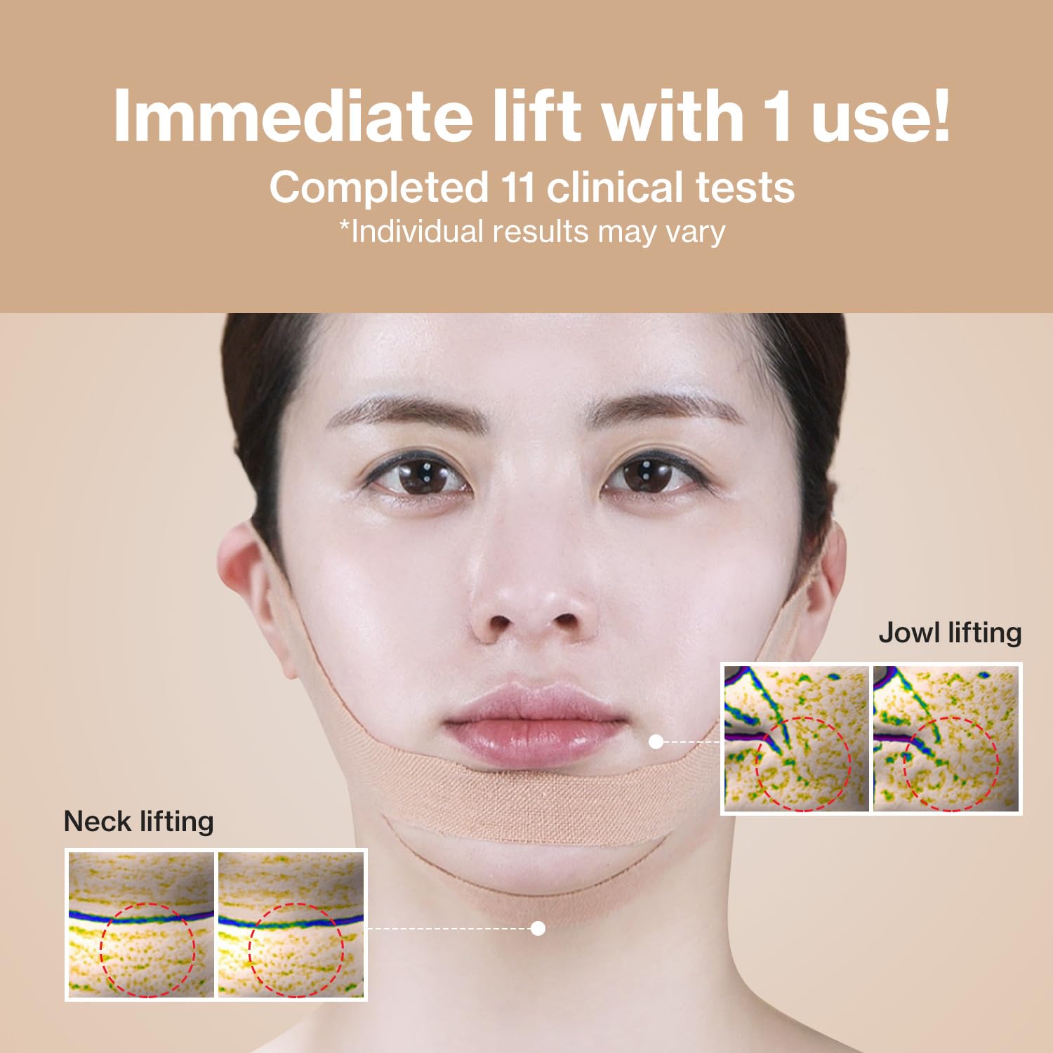 Face Fit Minus Band V2 (4 pack) – V-line lifting collagen mask with peptides for firming and lifting the jawline. Chin strap for double chin reduction and improved skin elasticity, ideal for at-home use by women.