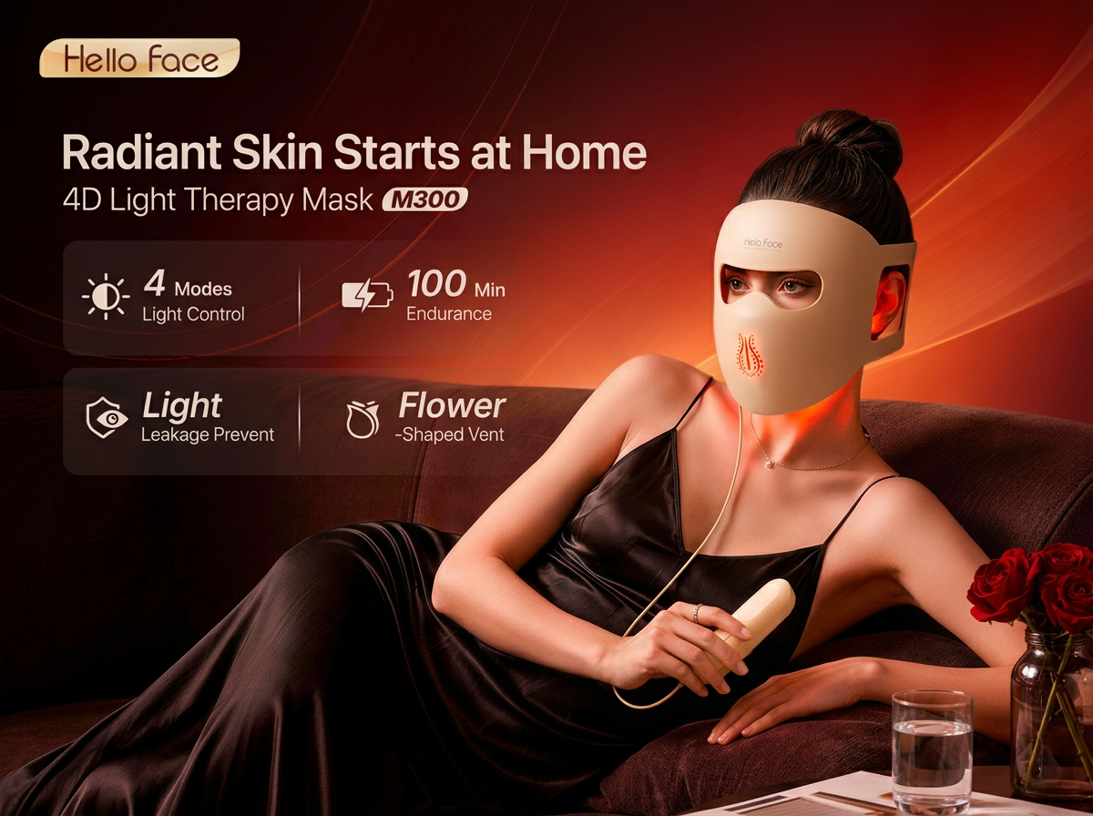 Hello Face 4D Red Light Therapy Mask: Multi-Wavelength LED Skincare at Home