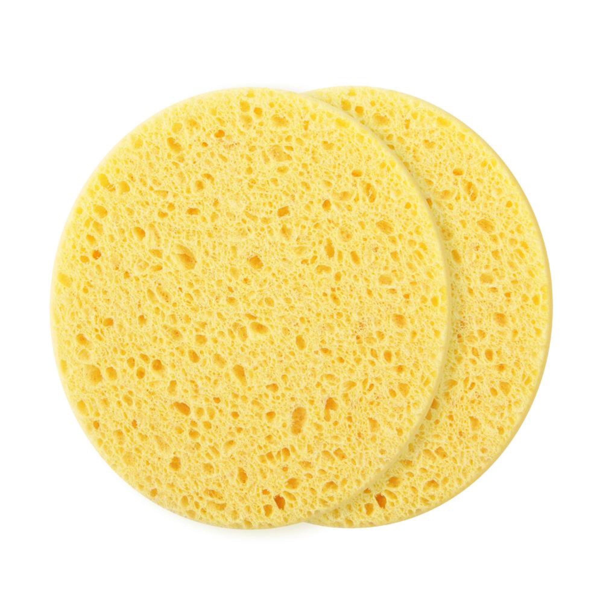 Two yellow sponges on a white background
