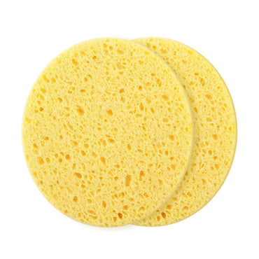 Two yellow sponges on a white background