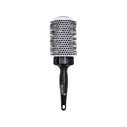 Black hairbrush with bristle head on a white background