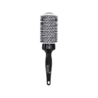 Black hairbrush with bristle head on a white background