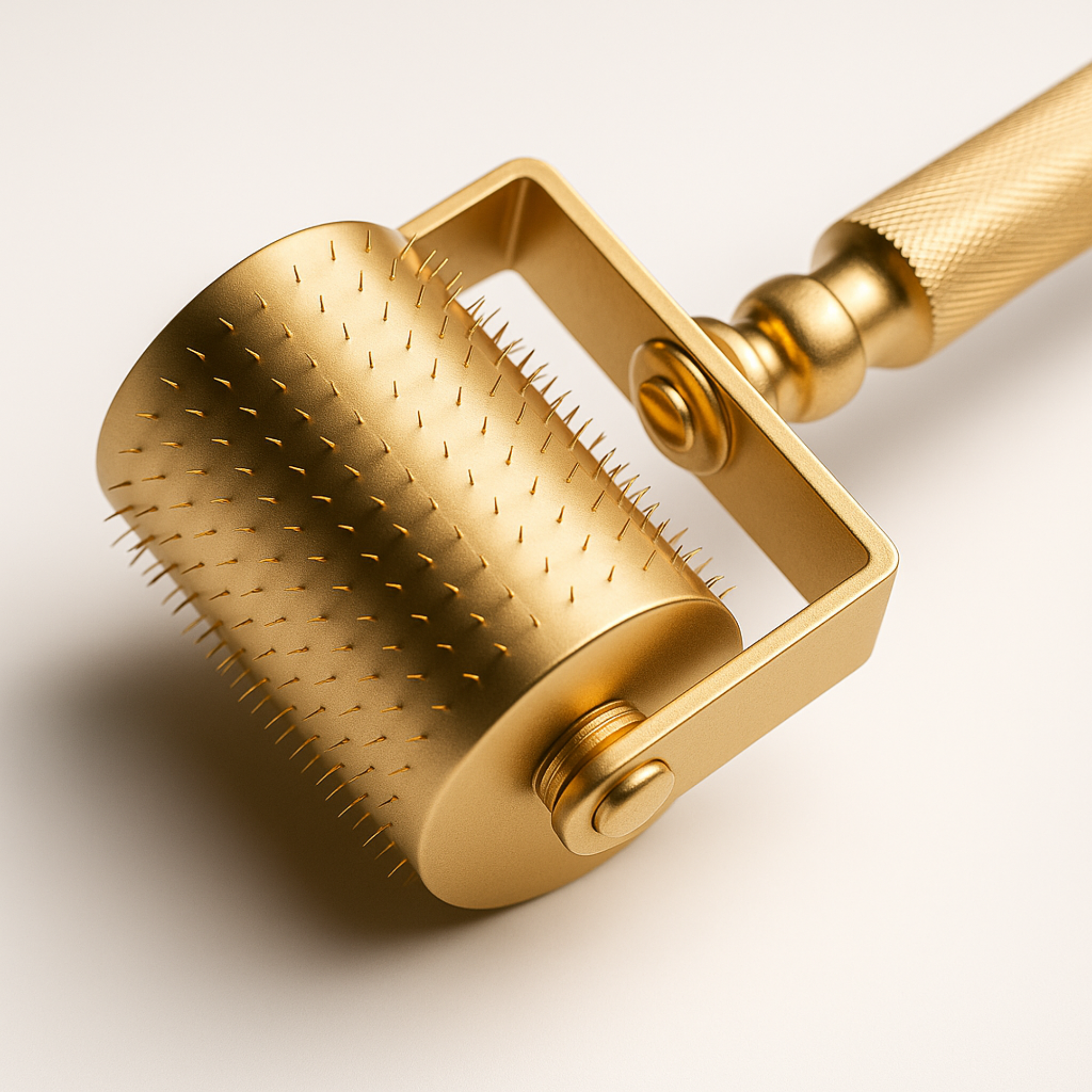 DRS 250 Realistic image of derma roller on cheek area showing treatment process