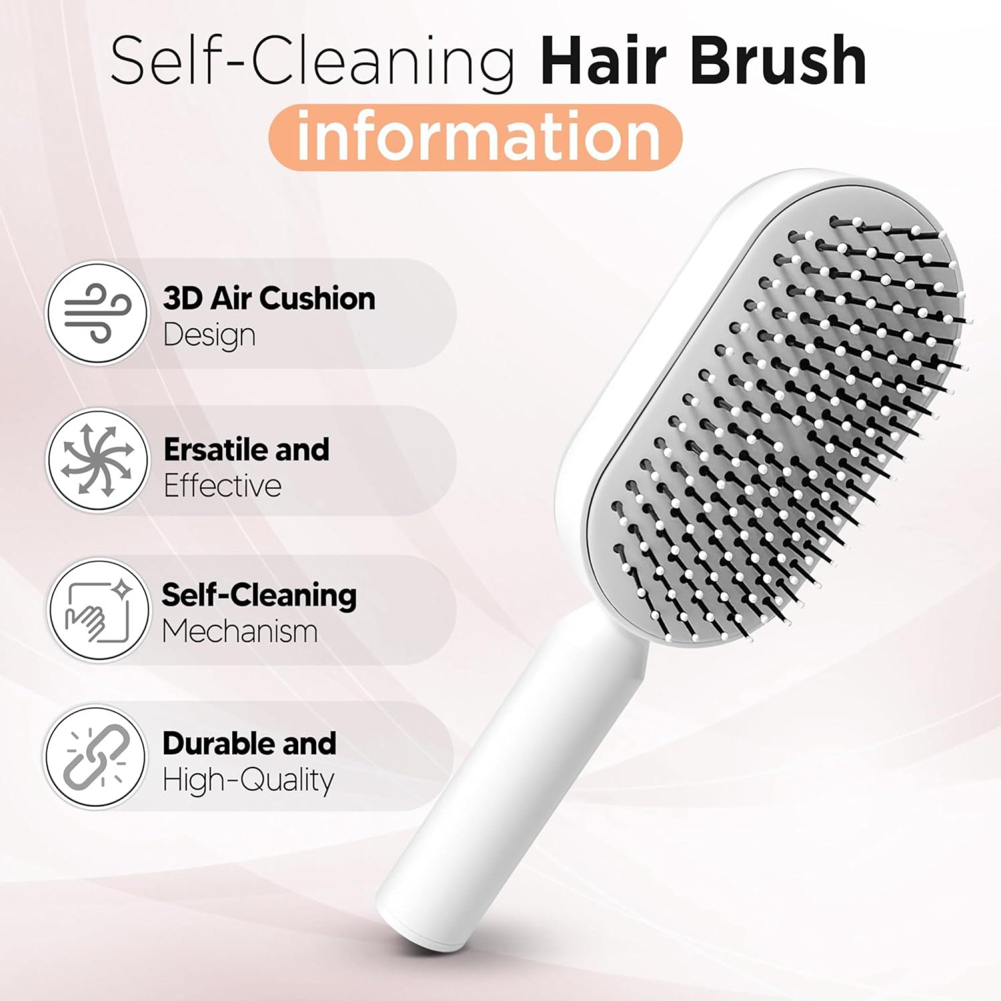 Lux brush 2.0 Self-Cleaning Hair Brush For Wet and Dry Hair - Filler Lux