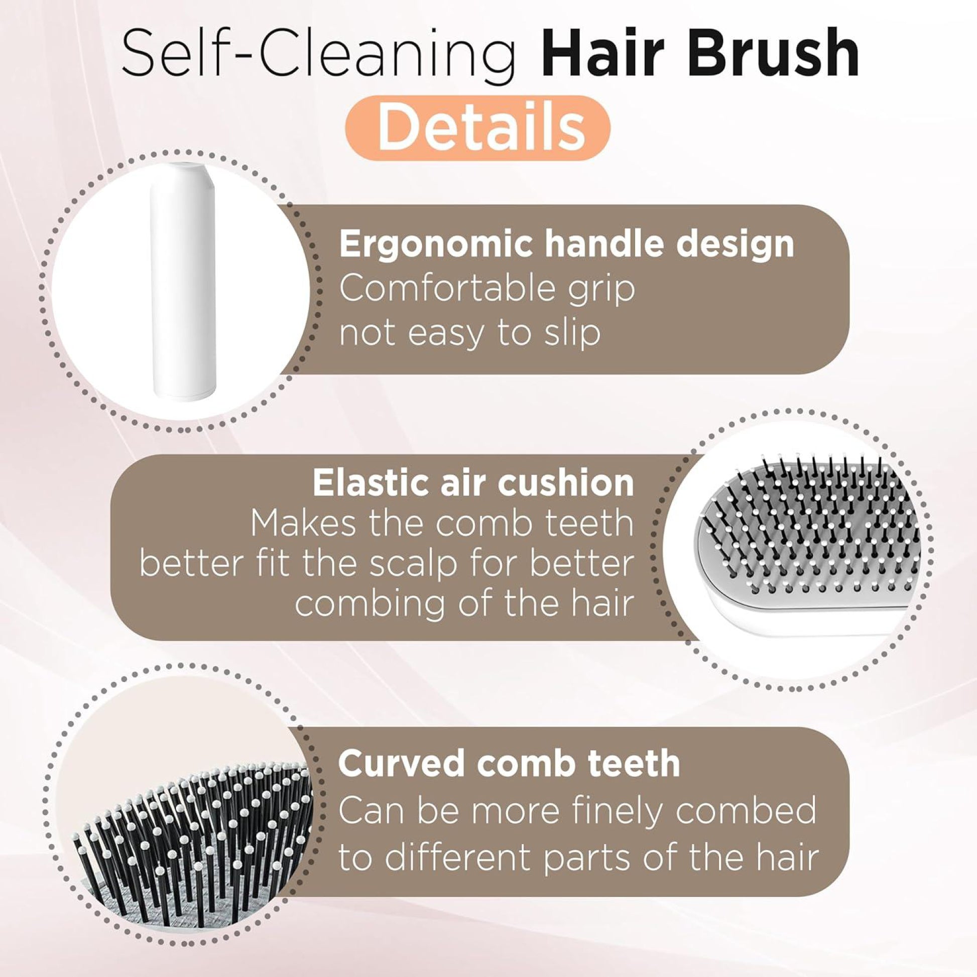 Lux brush 2.0 Self-Cleaning Hair Brush For Wet and Dry Hair - Filler Lux