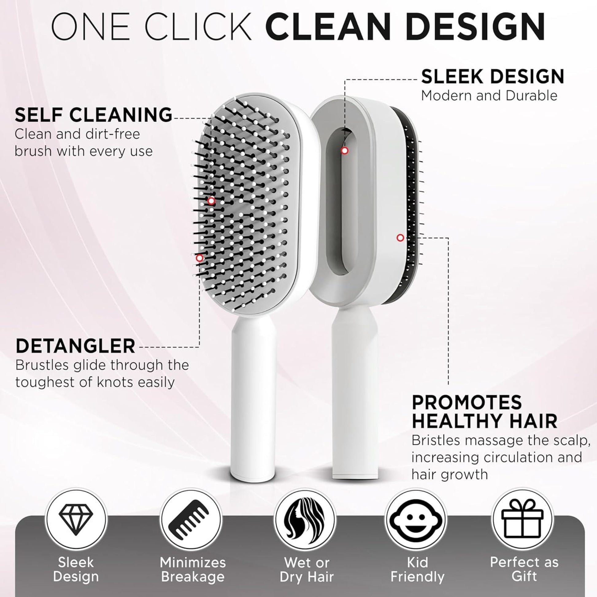 Lux brush 2.0 Self-Cleaning Hair Brush For Wet and Dry Hair - Filler Lux