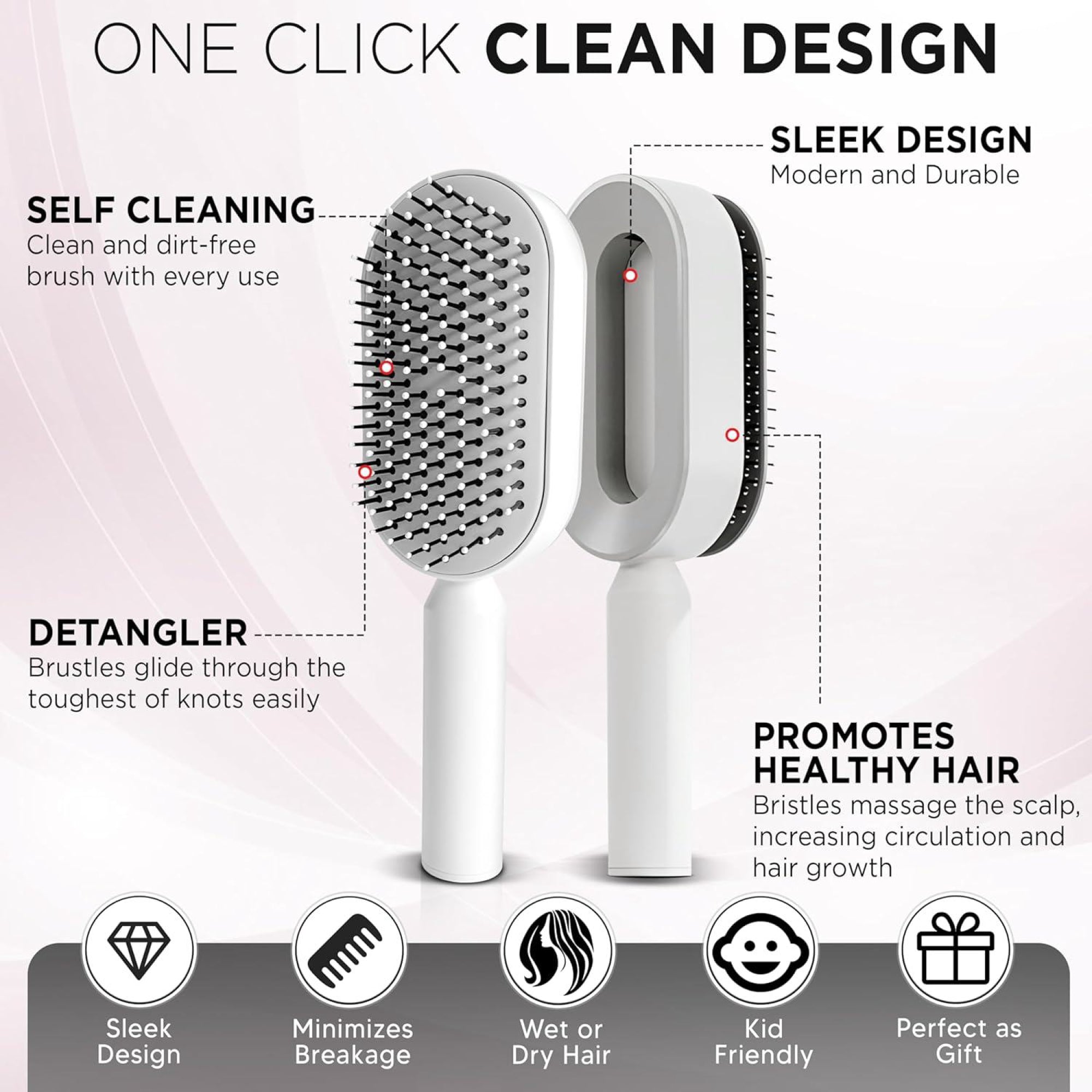 Lux brush 2.0 Self-Cleaning Hair Brush For Wet and Dry Hair - Filler Lux