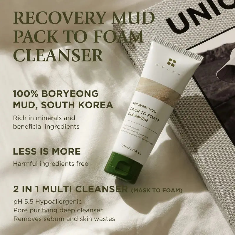 BRMUD Recovery Mud Pack to Foam Facial Cleanser BRMUD