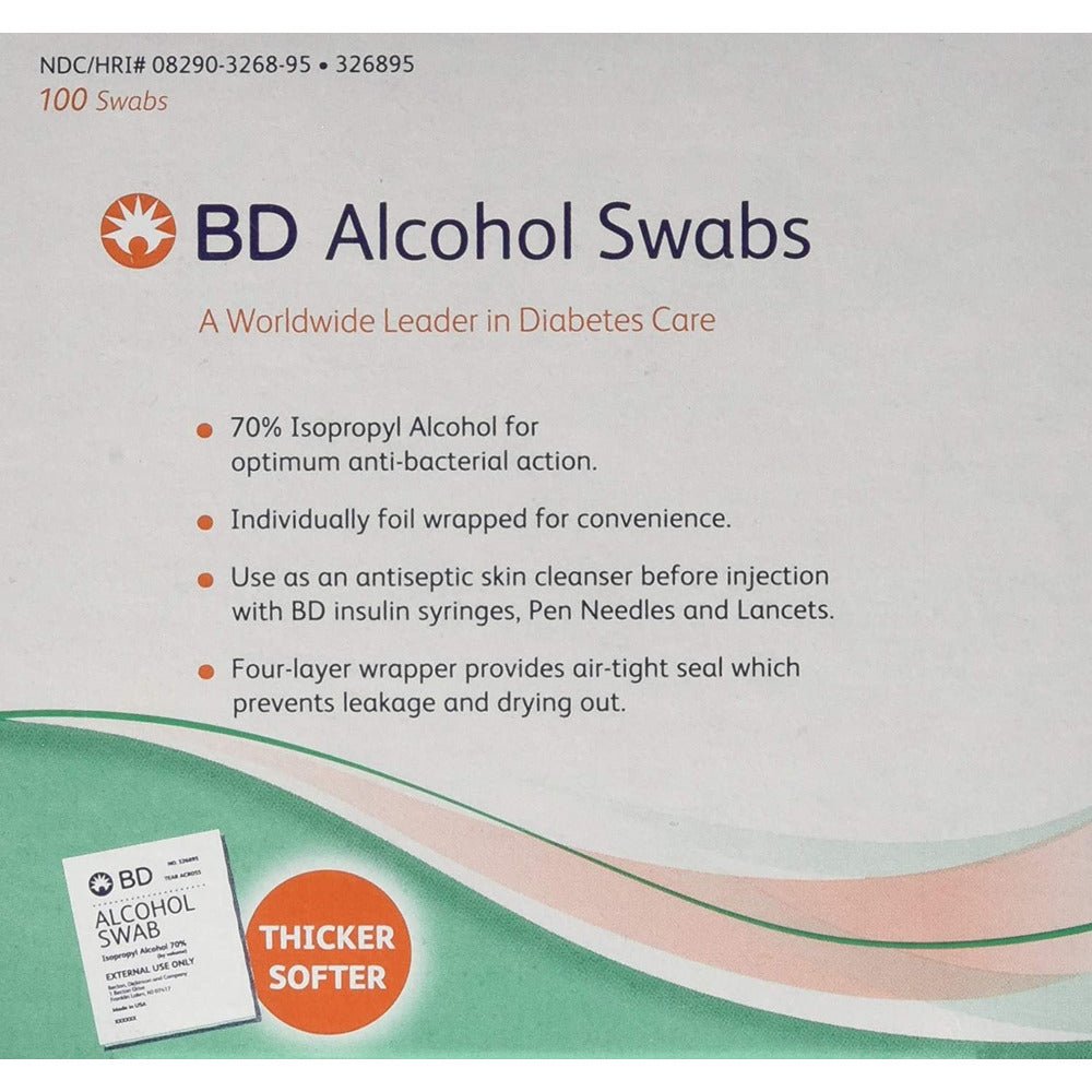 BD Alcohol Swabs 100 Each White - Filler Lux
