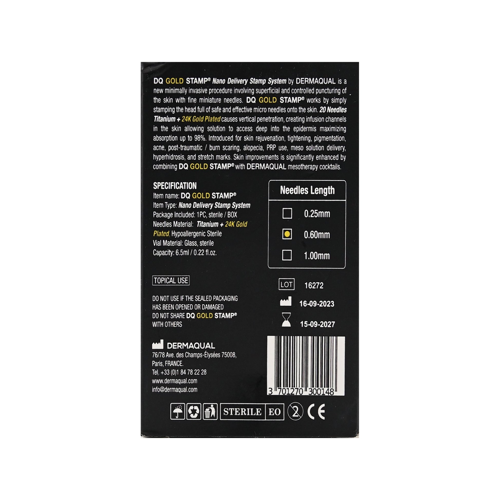 DQ Gold Stamp 20 Micro Needles - Filler Lux