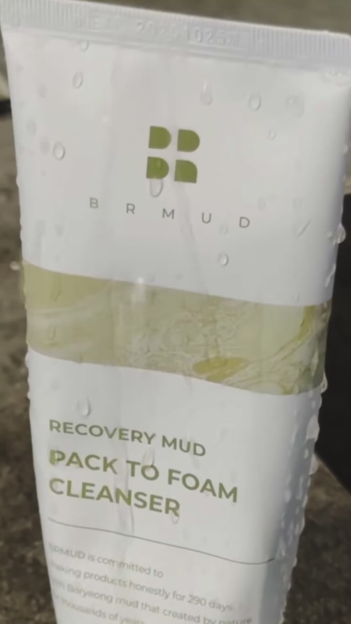 Load video: BRMUD Recovery Mud Pack to Foam Facial Cleanser